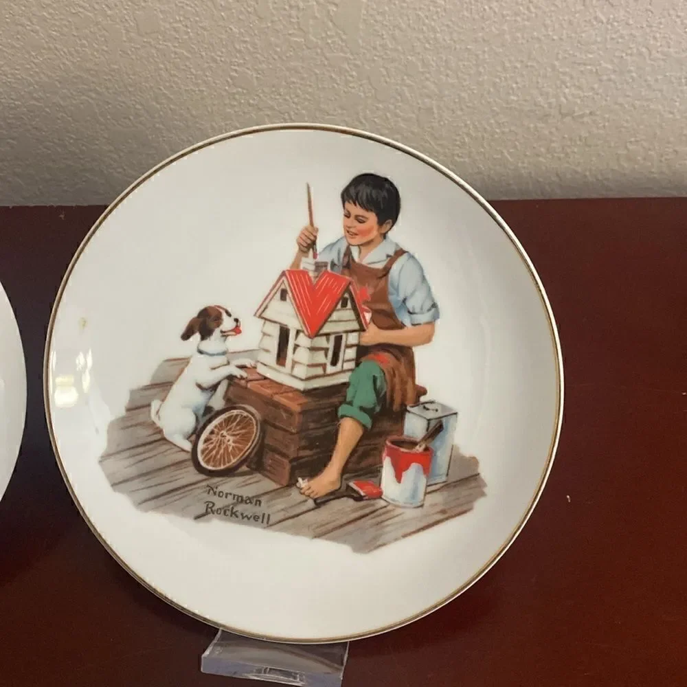 💎Norman Rockwell Series Lot of 4 Vintage Plates Four Beloved Classics Japan1984